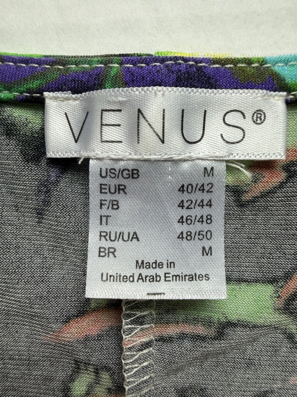 VENUS Tropical Knot-Front Midi Dress in White, Green, Black and Purple sz M - Picture 3 of 3
